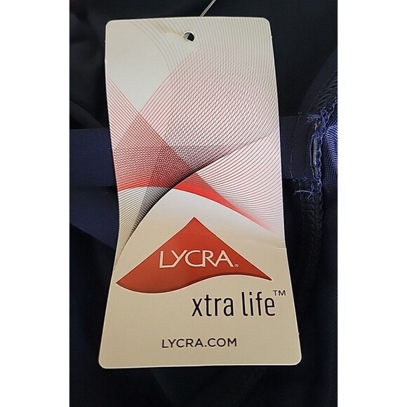 Lands End Women's 16 DD V-Neck Swim Top Navy Solid Adjustable Padded S456 - Picture 8 of 8